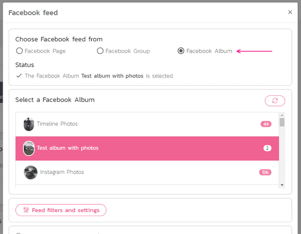How to add Facebook Album feed