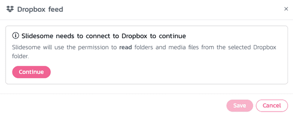 Add Dropbox feed